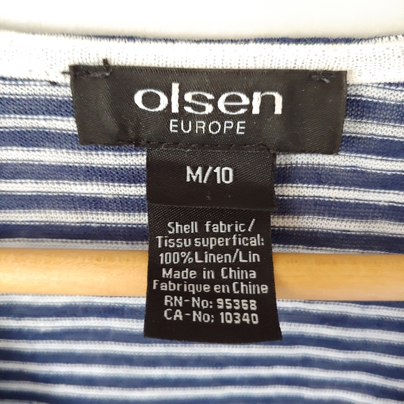 Olsen Europe Linen Short Sleeve Top Paisley Print Size Medium / 10 - Picture 12 of 12